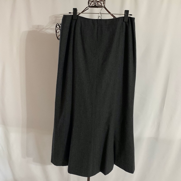 Charcoal Wool Flannel Gored Maxi Skirt - Picture 1 of 6